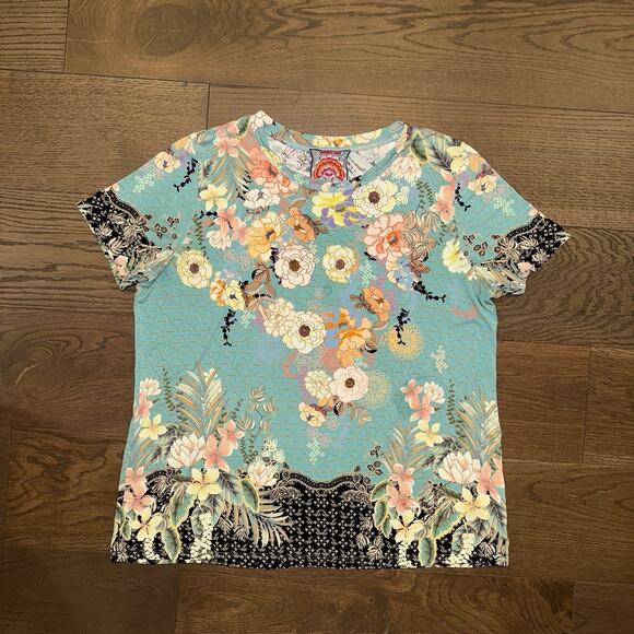 Johnny Was Millay Favorite Printed Tee Bamboo Floral Size XL - Picture 2 of 5